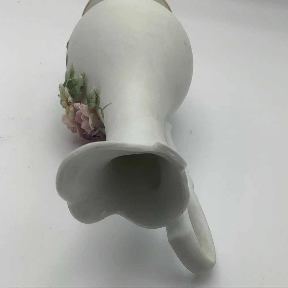 Lefton China Japan Pitcher Vase with 3D Flowers